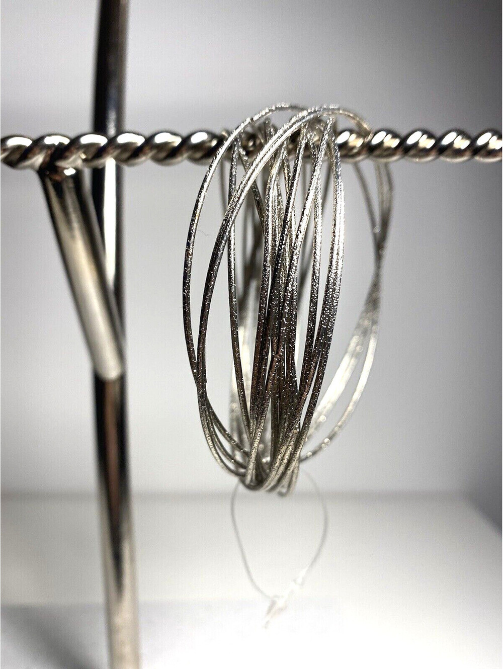 Set of Silver Tone Costume Thin Bangle Bracelets for Women, New